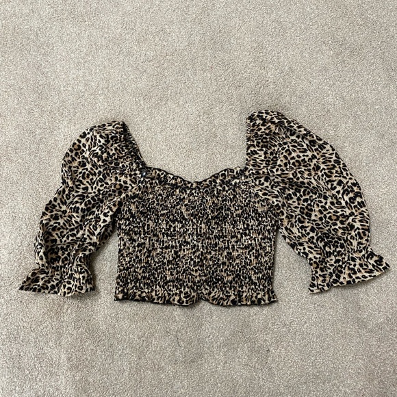 Better Be Cheetah Print Smocked Crop Top - Picture 3 of 5